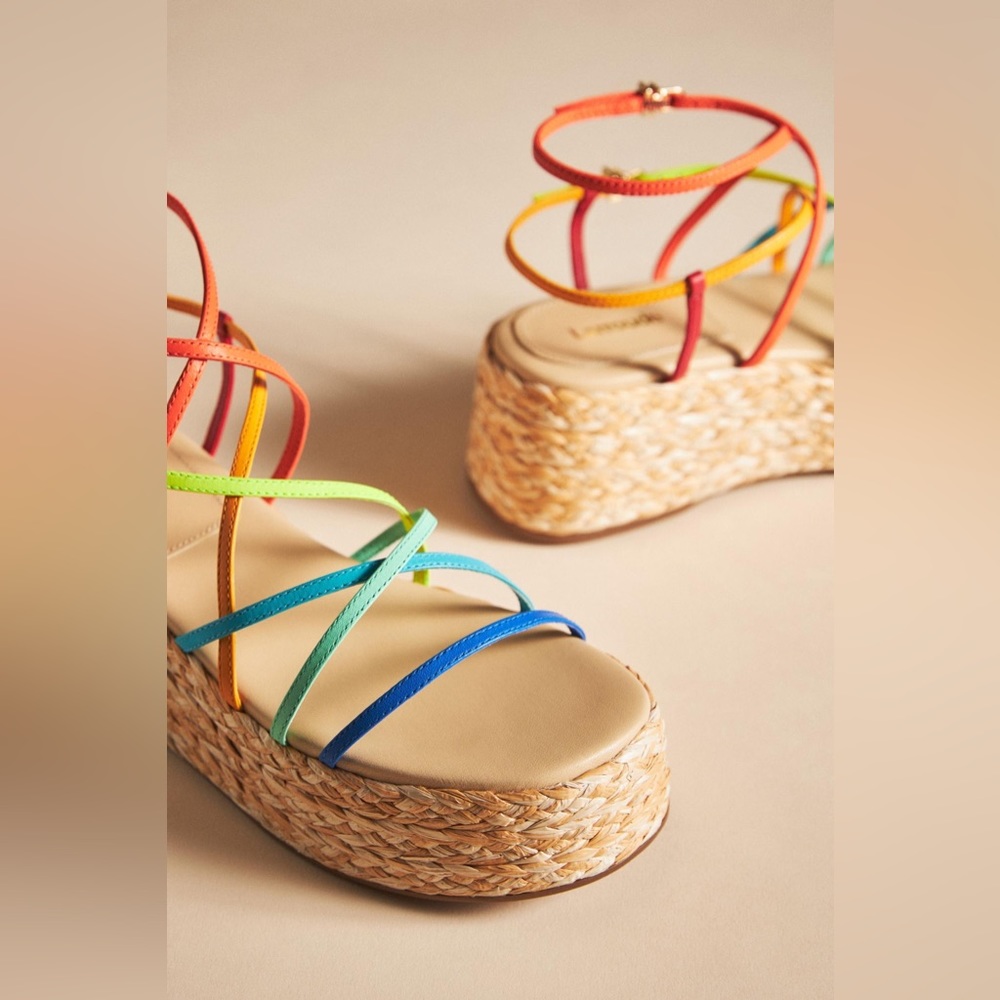 Larroude Naomi Strappy Leather Flatform Sandals
